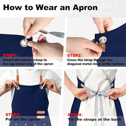 BeLuyi chef apron bib tool apron for man woman cross back straps with 4 pockets for kitchen cooking gardening baking working - Image 5