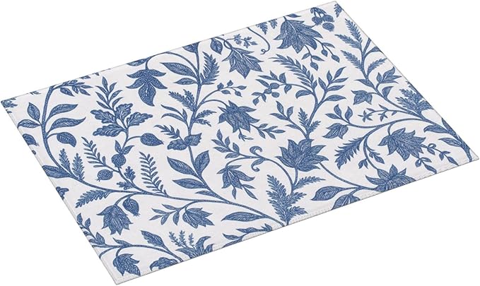 Blue Floral Print Dish Drying Mats for Kitchen Counter, Large 18"x24" Dish Mats for Drying Dishes, Microfiber Absorbent Dish Drying Pad Rack Mat Kitchen Decor Reusable Washable