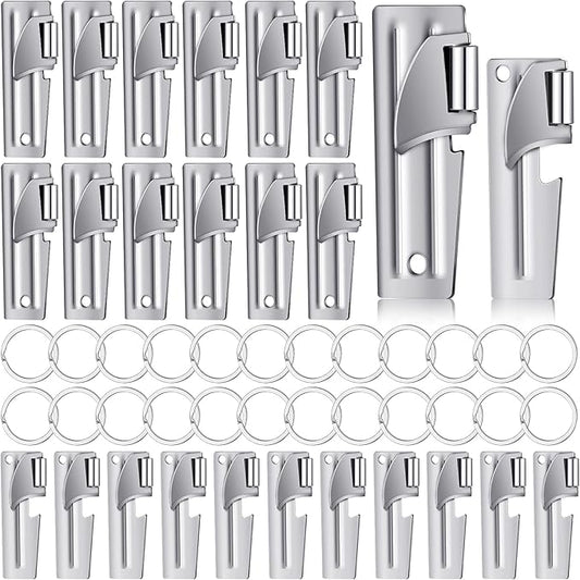 P-38 and P-51 Military Style Can Openers with Key Rings Stainless Steel Camping Can Opener Portable for Kitchen Travel Camping Survival(24 Set)