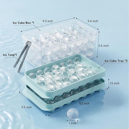 WIBIMEN Ice Cube Tray with Lid and Bin - Round Ice Trays for Freezer with Lid - Ice Cube Trays for Freezer with Ice Container (1"-2PACK Blue) - Image 6
