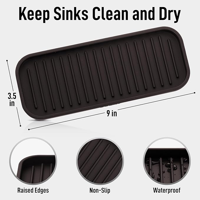 Zulay Kitchen (9x3.5 Silicone Sponge Holder for Kitchen Sink - Flexible Multipurpose Soap Tray Sponge Holder - Sink Organizer Tray for, Bathroom, Makeup, Trinkets & More (Chocolate) - Image 4