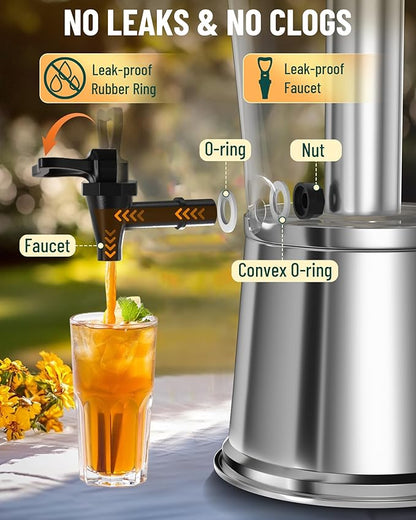 WantJoin Beverage Dispenser With Stand, Drink Dispenser for Party, Stainless Steel Water Dispenser with Ice Core, Spigot, Drink Jar Jug For Home Parties Lemonade, Clear Acrylic, 2-GALLONS 8 Liters - Image 6