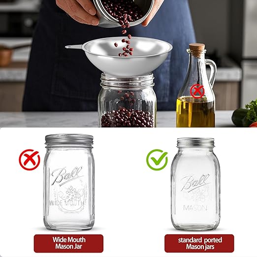 Standard Mason Jar Funnel with Strainer,Large Metal Funnel for transferring Milk, Juice, Oils, flavorings - Image 6