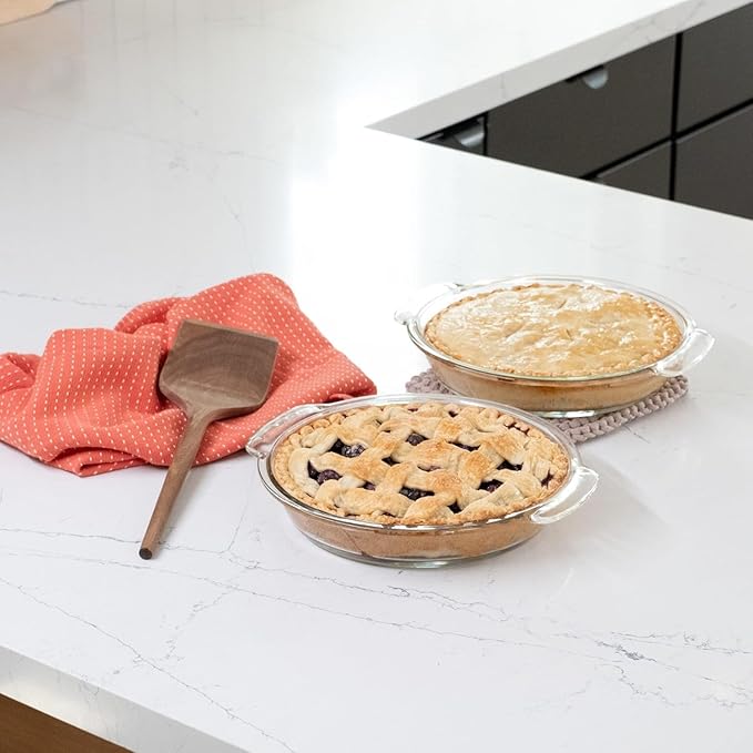 Libbey Baker’s Premium 2 Piece Glass Pie Plate, Stackable, Space Saving Casserole Dish Set with Lids, Glass Baking Dish Set for Fruit Pies, Quiches - Image 7