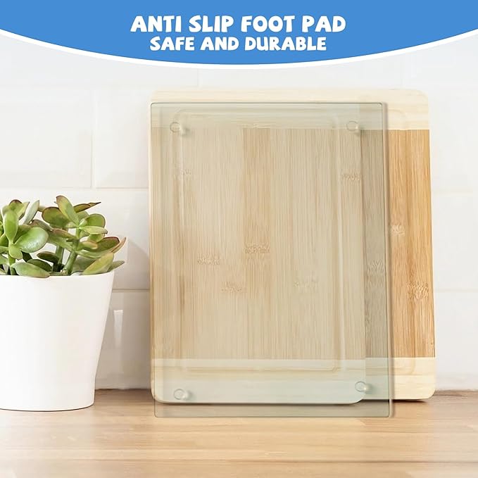 Mymonfif Tempered Glass Cutting Board for Kitchen, Clear Glass Board for Countertop, with Non-Slip Feet, Heat Resistant, Extra Large Size 16x20" 1Pcs - Image 7