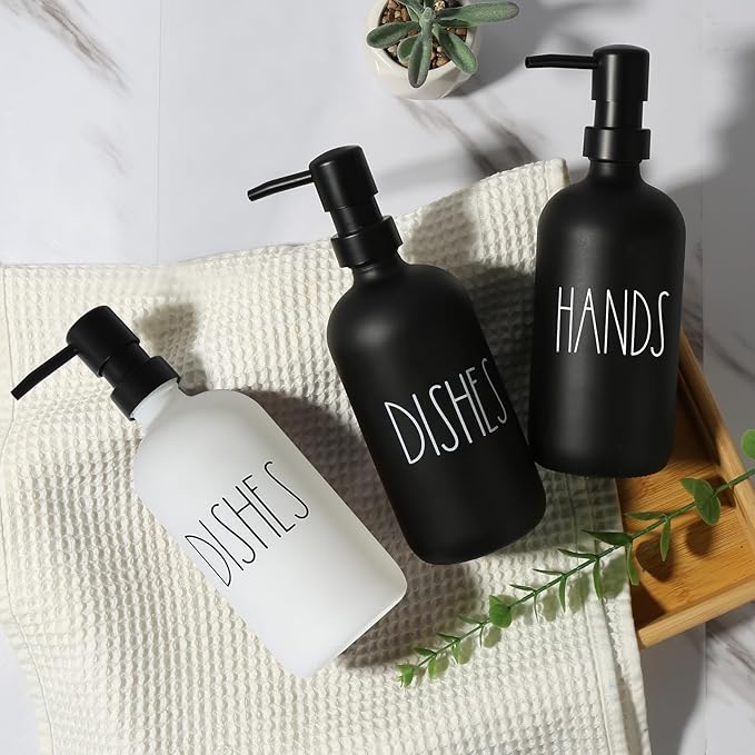 VIMERPA Dish Soap Dispenser, Matte White Soap Dispenser for Kitchen, Glass Dishes Soap Dispenser with Plastic Pump, 17 Fl Oz Refillable Liquid Soap Bottle Container, Farmhouse Kitchen Decor - Image 7