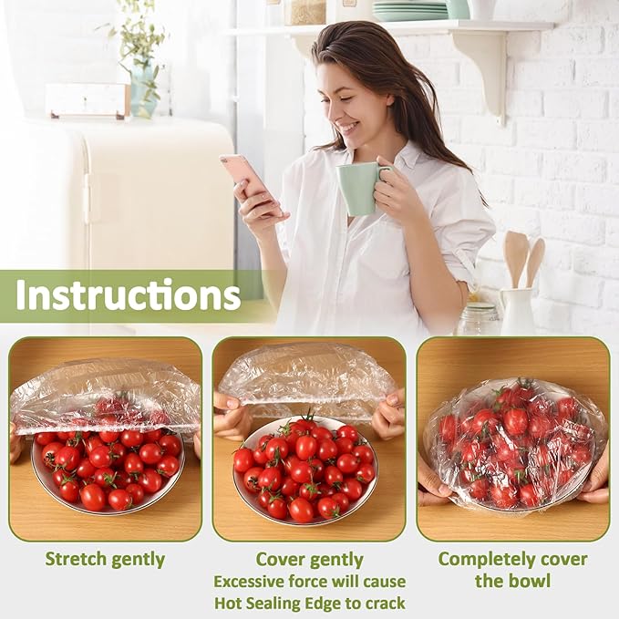 MAQIHAN 300 Bowl Covers Bread Proofing - Medium Plastic Wrap Food Sourdough Bread Baking Bread Rising Elastic Reusable Plate Covers Outdoor Food Fresh Keeping Bags Shower Cap Hair Deep Conditioning - Image 4