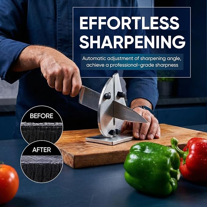 VN3 Professional Knife Sharpener | 3-Action Streamlined Sailboat Design for Effortless Knife Sharpening - The Ultimate Tool for Precision 11 to 21 Degree Angles (Upgrade Stainless Steel) - Image 2