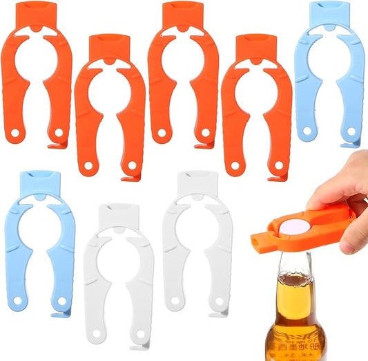 8 Pcs Water Bottle Opener Plastic Bottle Cap Opener Multi-Purpose Orange Soda Can Openers Plastic Jar Grip for Weak Hands Home Kitchen Camping Outdoor Adventure