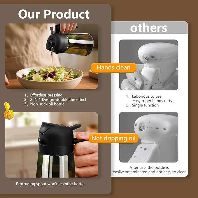 SWEET VIEW - Olive Oil Sprayer for Cooking, 16oz/470ml Glass Light-Proof Oil Pourer for Kitchen with Stickers for Air Fryer, Cooking, Salad, and BBQ with Stickers - Image 6