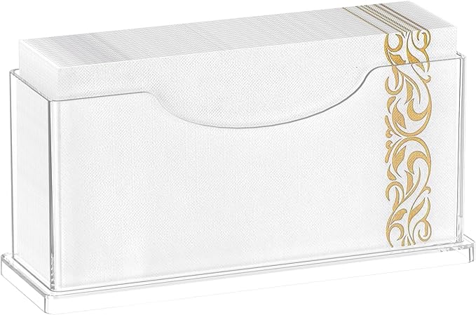 Guest Towel Napkin Holder Bathroom - Clear Waterproof Vertical Disposable Paper Napkins Hand Towel Holder Tray for Kitchen Dining Table Home Hotel Office Decorative