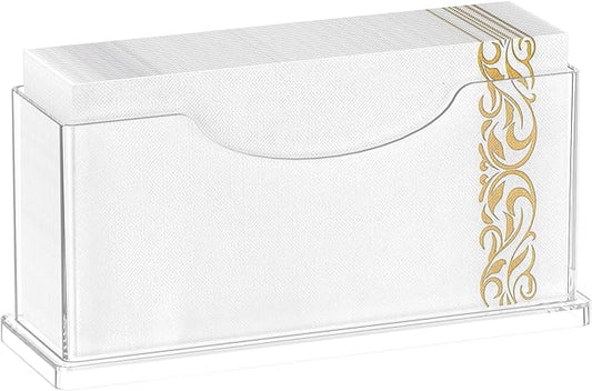 Guest Towel Napkin Holder Bathroom - Clear Waterproof Vertical Disposable Paper Napkins Hand Towel Holder Tray for Kitchen Dining Table Home Hotel Office Decorative
