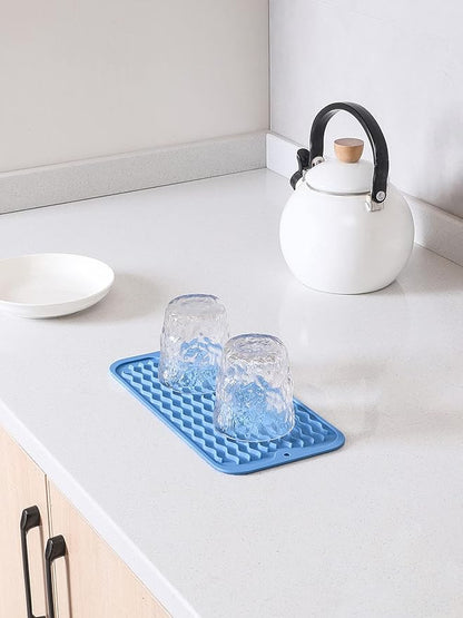 MicoYang Silicone Dish Drying Mat for Multiple Usage,Easy clean,Eco-friendly,Heat-resistant Silicone Mat for Kitchen Counter or Sink,Refrigerator or Drawer Liner Lichen BlueL S 12 inches x 6 inches - Image 7