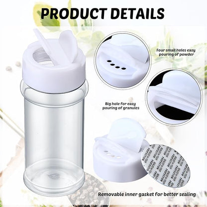 Eccliy 36 Pack 3 oz Clear Plastic Spice Jars with Label and Shaker Lids Empty Spice Bottles Seasoning Containers Seasoning Jars Shaker Condiment Pots for Pepper Herbs Powders (White) - Image 3
