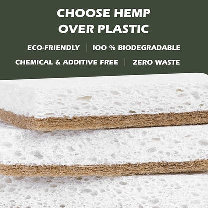 Isshah Plant-Based Kitchen Sponges - FSC Certified and PETA Approved, Natural, Eco-Friendly, Biodegradable Sisal Hemp Sponges for Dishes, Cleaning Sponge for Kitchen, Bathroom, Household - 12 Count - Image 3