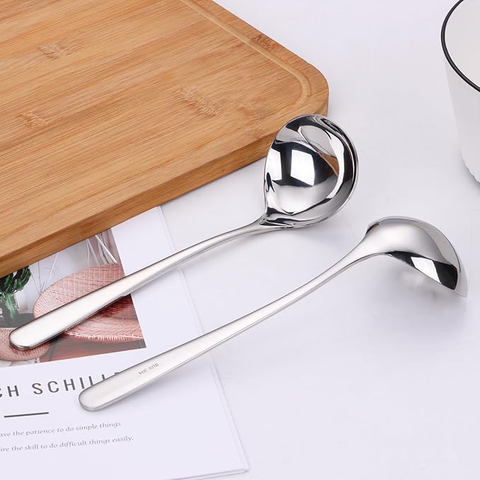 2 oz. Soup Ladles SUS304 Stainless Steel Gravy Ladle for Serving,9.5 Inch Sauce Ladel Spoon(Silver)(Set of 2) - Image 7