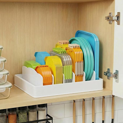 Lifewit Kitchen Cabinet Organizer for Food Contanier Lid, Lid Holder with 6 Adjustable Dividers & 7 Sections for Pantry Organizers and Storage, Home Drawer Organization, Large, 13" x 10" by Lifewit