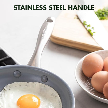 GreenPan Lima Hard Anodized 8" Frying Pan Skillet Nonstick, Ceramic Nonstick, PFAS-Free Nontoxic Pots and Pans, Oven & Broiler Safe, Stainless Steel Handle, Cookware for Eggs & Omelet, Gray - Image 4
