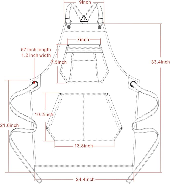 Jeanerlor - Cotton Denim Apron with Pockets for Men - Jean Apron for Hairstylis Cross Straps & Adjustable L to XXL (Denim Blue) - Image 3