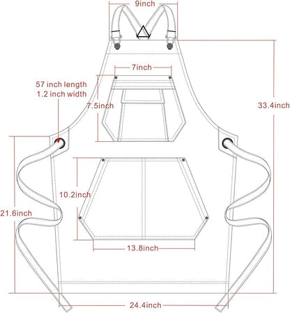 Jeanerlor - Cotton Denim Shop Black Tool Aprons with Pockets for Men - Jean Work Aprons for Men Cross Straps & Adjustable L to XXL - Image 4