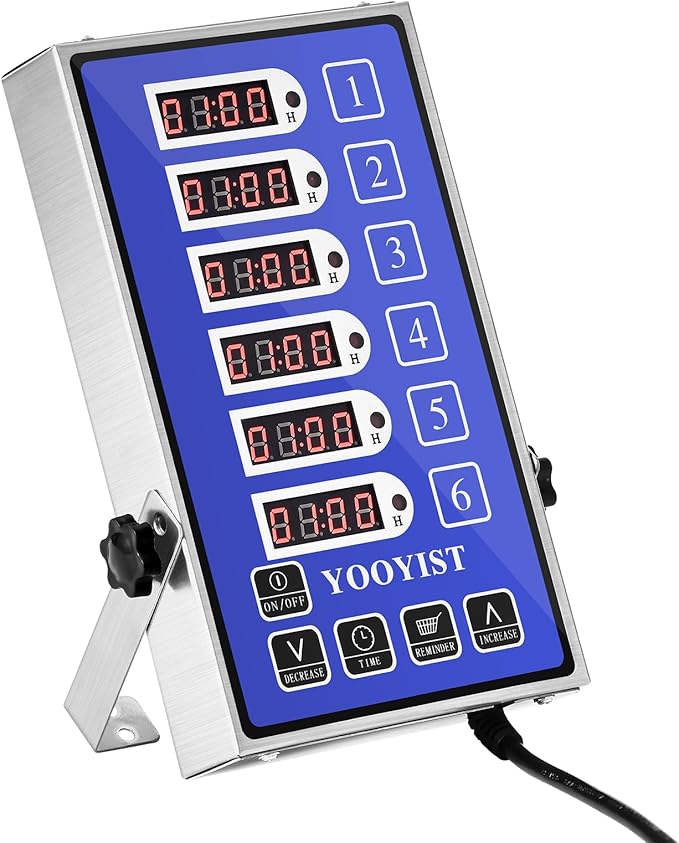 Precision Kitchen Timers for Cooking – 6 Channel Commercial Kitchen Timer Restaurant Kitchen Supplies – Stainless Steel Digital LED Chef Cooking Timer – Reminder Function, Loud Alarm, Blue - Image 2