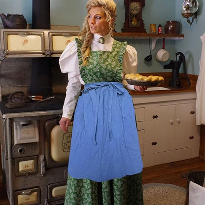 Cotton Linen Half Apron for Women Vintage Waist Apron Ruffle Plain Bright Color for Cooking Painting Artwork
