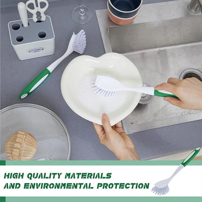 Hsei 20 Pcs Green Kitchen Scrub Dish Brush Bulk with 11 Inch Anti Slip Handle Cleaning Dish Scrubber with Stiff Bristles Washing Scrub Brushes for Housekeeping for Pots and Pans, Kitchen Sink - Image 6