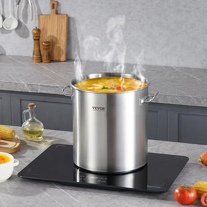 VEVOR Stainless Steel Stockpot, 53 Quart Large Cooking Pots, Cookware Sauce Pot with Lid, and Handle, Heavy Duty Commercial Grade Stock Pot, Sanding Treatment, for Large Groups Events Silver - Image 8
