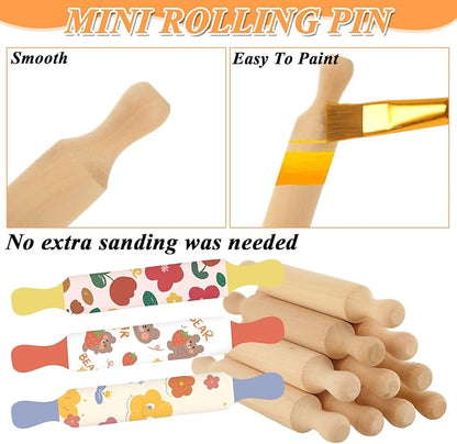 50Pcs Mini Rolling Pin, 5.5 Inches Mini Wooden Rolling Pins, Small Dough Rolling Pins for Imaginative Play and Baking Pastry Pizza Cookie Create, Halloween and Christmas Presents - Image 5