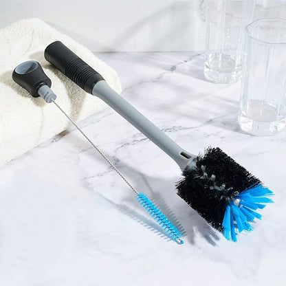 MOSOLAN 2-in-1 Bottle Brush with Straw Brush, Long Handle Water Bottle Scrubbing Brush, Built for Cleaning Sport Bottles, Baby Bottles, Water Bottles, Coffee Mugs, Wine Decanters, Flask, 1 Pack - Image 5