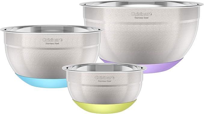 3-Piece Stainless Steel Mixing Bowls with Nonslip Base, 1.5qt, 3qt & 5qt - Image 3