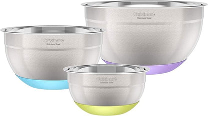 3-Piece Stainless Steel Mixing Bowls with Nonslip Base, 1.5qt, 3qt & 5qt - Image 3