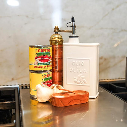 Fox Run White Ceramic Oil Can, 17 oz/500 ML Olive Oil Dispenser With Pouring Spout and Cap