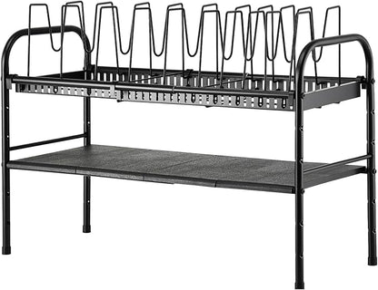 HULISEN Pots and Pans Organizer Under Cabinet, Expandable 2-Tier Pots and Pans Lid Storage Rack Holder with 10 Dividers, Adjustable Height Under Sink Organizer, Maximize Kitchen Storage Space - Image 7
