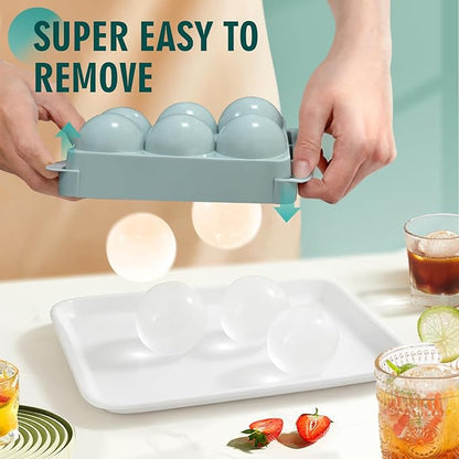 WIBIMEN Large Ice Cube Molds, Big Round Whiskey Ice Cube Trays for Freezer, Easy to Fill & Release, Whiskey Bourbon Cocktail(1.9In*6 Balls- Blue/1 Pack) - Image 2