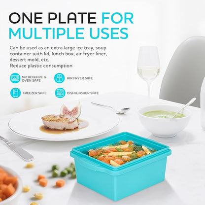Xomoo 2 Cup Silicone Freezer Trays with Lids, Silicone Soup Freezer Molds - Leakproof, BPA-Free, Stackable, Microwave & Dishwasher Safe, Perfect for Soups, Sauces, Meal Prep, and Baked Goods - 4 Pack