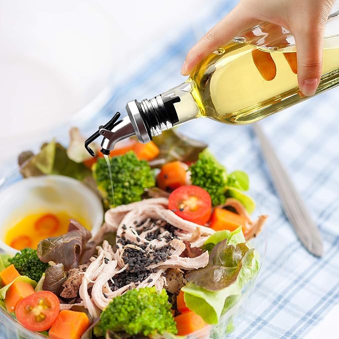 BAKHUK 4 Pack 17oz Olive Oil Dispenser Bottles, 500ml Clear Glass Vinegar Cruet with Pourers and Funnel for Kitchen - Image 7