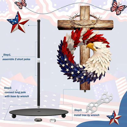 Thyle 4th of July Patriotic Paper Towel Holder, Red White Blue Eagle Cross Kitchen Decor 250th Anniversary Star Design, Metal Countertop Stand for Bathroom Memorial Day Independence Day Home Decor