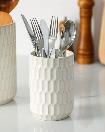 Utensil Holder, 7.5"+5.3" Ceramic Kitchen Utensil Holder for Countertop, Large Cooking Utensil Crock for Kitchen Counter, Set of 2, Beige - Image 8