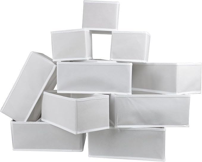 Fordonral 12 Pack Drawer Organizer Clothes, Foldable Fabric Dresser Organizer Closet Organizers and Storage Box for Underwear,Folded Clothes,Baby Clothing,Socks,Bra,Towels,Ties(12 Pack,White) - Image 6
