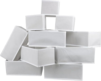 Fordonral 12 Pack Drawer Organizer Clothes, Foldable Fabric Dresser Organizer Closet Organizers and Storage Box for Underwear,Folded Clothes,Baby Clothing,Socks,Bra,Towels,Ties(12 Pack,White) - Image 6