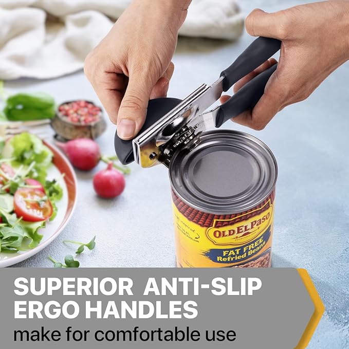 Can Opener Manual Heavy Duty, UHIYEE Hand Held Can Openers for Seniors with Comfort Grip Sharp Blade, Solid Steel Hand Manual Can Open with Magnet for Kitchen Camping, Gray - Image 5