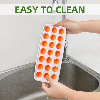 Ice Cube Trays with Lids BPA Free, 4Pack Easy Release Silicone Ice Cube Trays for Freezer 84 Sphere Ice Tray with Stackable No Spill Covers, Dishwasher Safe,Orange&Yellow - Image 6