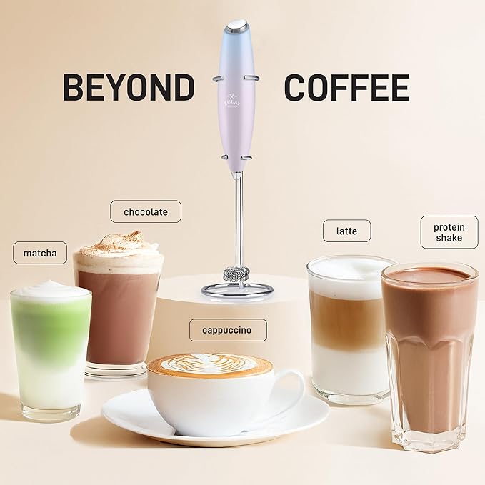 Zulay Kitchen Whisk Milk Frother with 4 Duracell Batteries - Powerful Handheld Foam Maker for Coffee, Lattes, Matcha, Hot Chocolate & Cappuccinos - Whip Creamy Froth in Seconds - Image 3