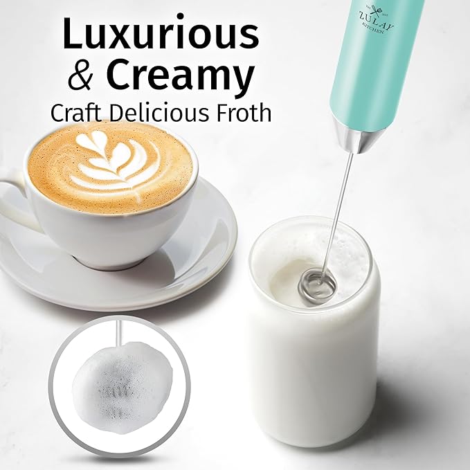 Zulay Kitchen Rechargeable Milk Frother Handheld Lux - Powerful 2-Speed Motor, Waterproof, 2000mAh Battery - Drink Mixer for Latte, Cappuccino, Matcha & Protein Powder - Sky Blue - Image 2