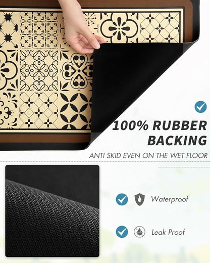AMOAMI Coffee Mat Hide Stain Rubber Backed Absorbent Dish Drying Mat for Kitchen Counter - Fits Under Coffee Maker or Machine - Khaki 17x31.5 - Image 5