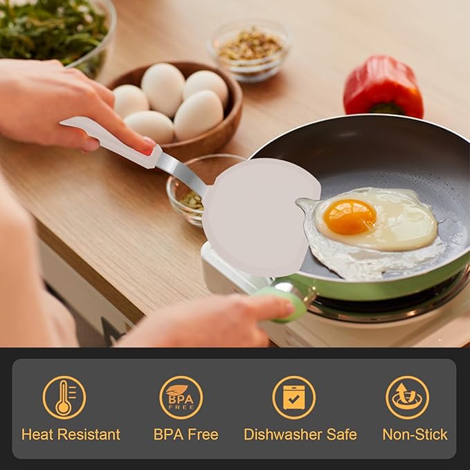 Beijiyi Silicone Spatula Turner Set of 3, 600°F Heat Resistant Nonstick Turner Spatulas for Kitchen Use, Large Flexible Silicone Cooking Utensils Rubber Spatula Set for Egg, Pancake, Fish (Khaki) - Image 3