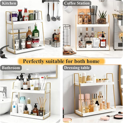 Coffee Bar Organizer for Countertop, Multifunctional Coffee Station Organizer for Accessories Storage, 2 Tier Wooden Shelf for Coffeebar, Countertop, Corner - Image 7