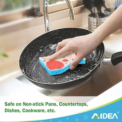 AIDEA Sponges Kitchen, Non-Scratch Scrub Sponge-24Count, Sponges for Non-Stick Cookware, Cellulose Sponge for Dishes, Cleans Fast Without Scratching, Cleaning Power for Kitchen, Bathroom, Household - Image 6