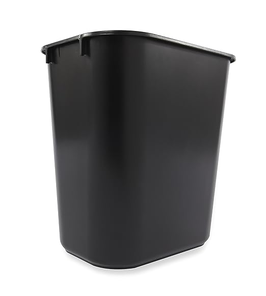 Rubbermaid Commercial Products Deskside Wastebasket/Trash Can, 3.25-Gallon/13-Quart, Black, Plastic, for Bedroom/Bathroom/Office, Fits Under Desk/Sink/Cabinet, Pack of 12 - Image 2